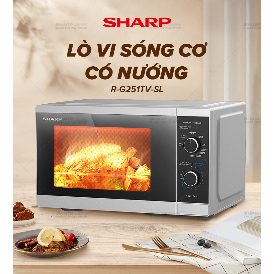 Lò Vi Sóng Cơ Có Nướng Sharp R-G251TV-SL/BK 25L [5 Mức Công Suất] - Bảo Hành 12T
