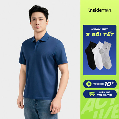 [TẶNG TẤT] Áo Polo Nam Insidemen Regular Fit Xanh Tím Than Phong Cách Trẻ Trung IPS099EDP01