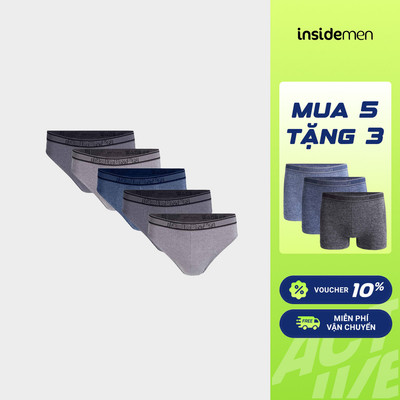 [MUA 5 TẶNG 3] Combo 5 Quần Lót Nam Dáng Briefs Cạp Chun Co Giãn Insidemen IBF005EXP05