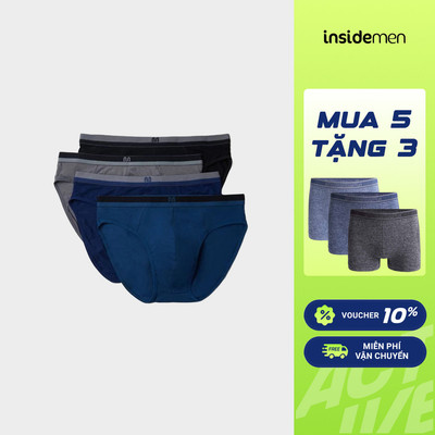 [COMBO TẶNG 3] Combo 5 Quần Lót Nam Briefs Chất Liệu Cao Cấp Co Giãn Insidemen IBF001EXP05