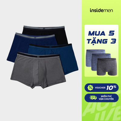 [Combo 5 TẶNG 3] Quần Lót Nam Boxer Insidemen co giãn, thoáng khí,mềm mại IBX001EXP05