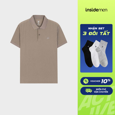 Áo Polo ngắn tay nam Insidemen kẻ sọc độc đáo,thoáng khí khô nhanh IPS090MAH0