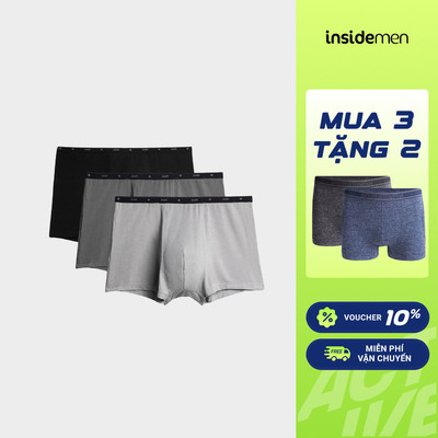 [Combo 3 TẶNG 2] Quần Lót Nam Boxer Bamboo KHÁNG KHUẨN KHỬ MÙI Insidemen IBX008EDP03
