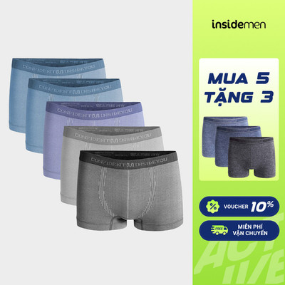 [COMBO TẶNG 3] Combo 5 Quần Lót Nam Boxer Dệt Liền Seamless Insidemen Polyamide mềm mịn, thấm hút tốt IBX009EDP05