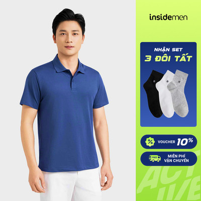 Áo Polo Nam Xanh Tím Than Insidemen Trung Niên Dáng Rộng IPS099EGP01