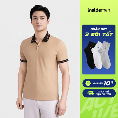 [TẶNG COMBO TẤT]Áo Polo Nam Insidemen Tay Ngắn Form Regular Polyamide Thoáng Mát Co Giãn Cao Cấp IPS035MAH0