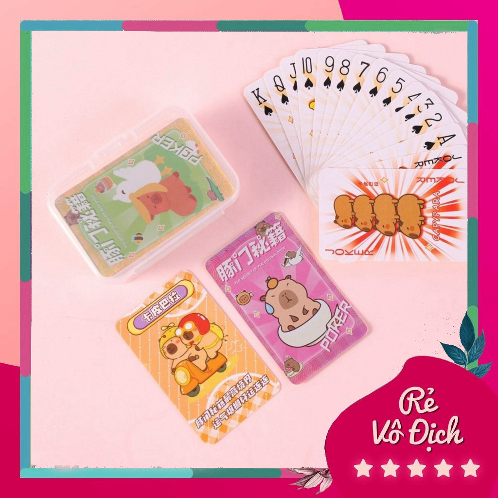 Bộ Bài Mini Labubu & Capybara 52 Lá Đồ Chơi Hoạt Hình Cute Cho Trẻ Em Mô hình bộ bài mini Labubu gồm