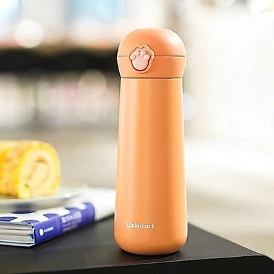 Bình giữ nhiệt LocknLock LHC3293ORG 400ml, hàng chính hãng, nút bấm hình chân mèo dễ thương - JoyMall