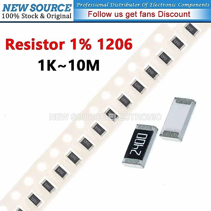 [100 chiếc] Điện trở 1206 SMD 1% 1 / 4W 1K 10M 2.2K 2.7K 6.8K 10K 22K 33K 47K 68K 100K 220K 270K 330