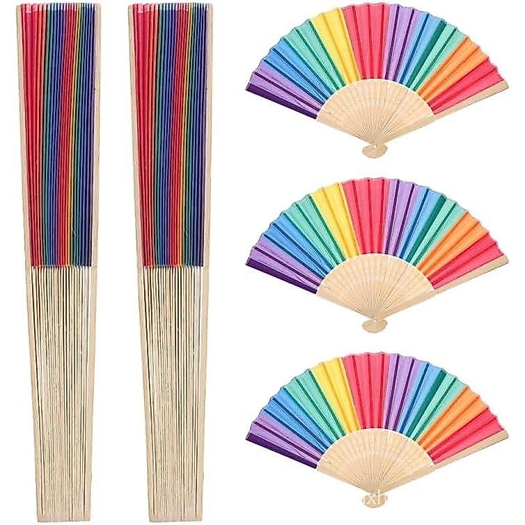 GLPADA5 Rainbow Fan-Pride Folding Fan-Bamboo Phụ kiện màu-Thích hợp cho CSDFestivalRaveTechno Tiệc c