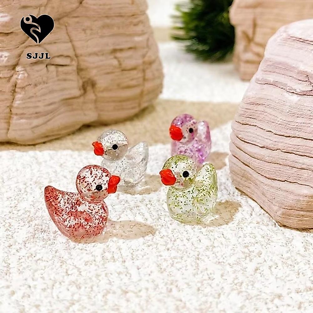 SJJL Nhựa Vịt Hình Đồ Chơi, Lấp Lánh Dễ Thương Thu Nhỏ Vịt Trang Trí, Trang Trí Nhỏ Mini Nhỏ Lấp Lán