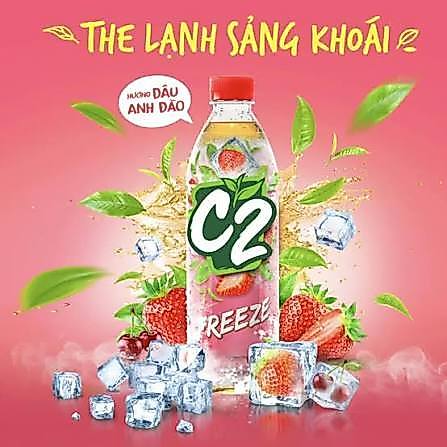 C2 Dâu Anh đào 455ml - Thùng 24 chai