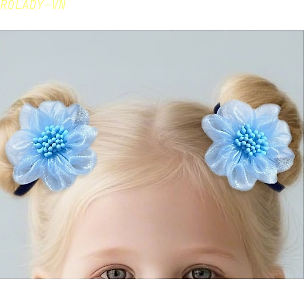 #ROYALLADY#Mesh Flower Hair Ties Soft Cloth Material Gentle On Hair Elegant Mesh Design