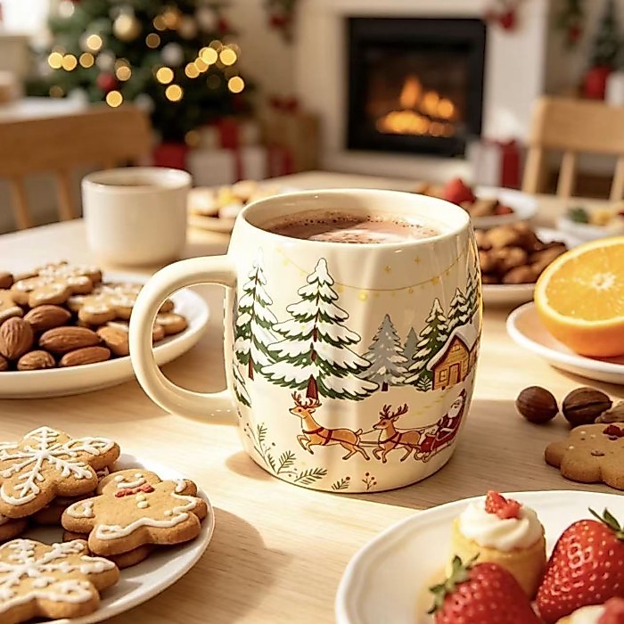 Christmas Elk Pattern Mug Warm And Festive Atmosphere Ceramic Mug Home Coffee Mug Christmas Gift