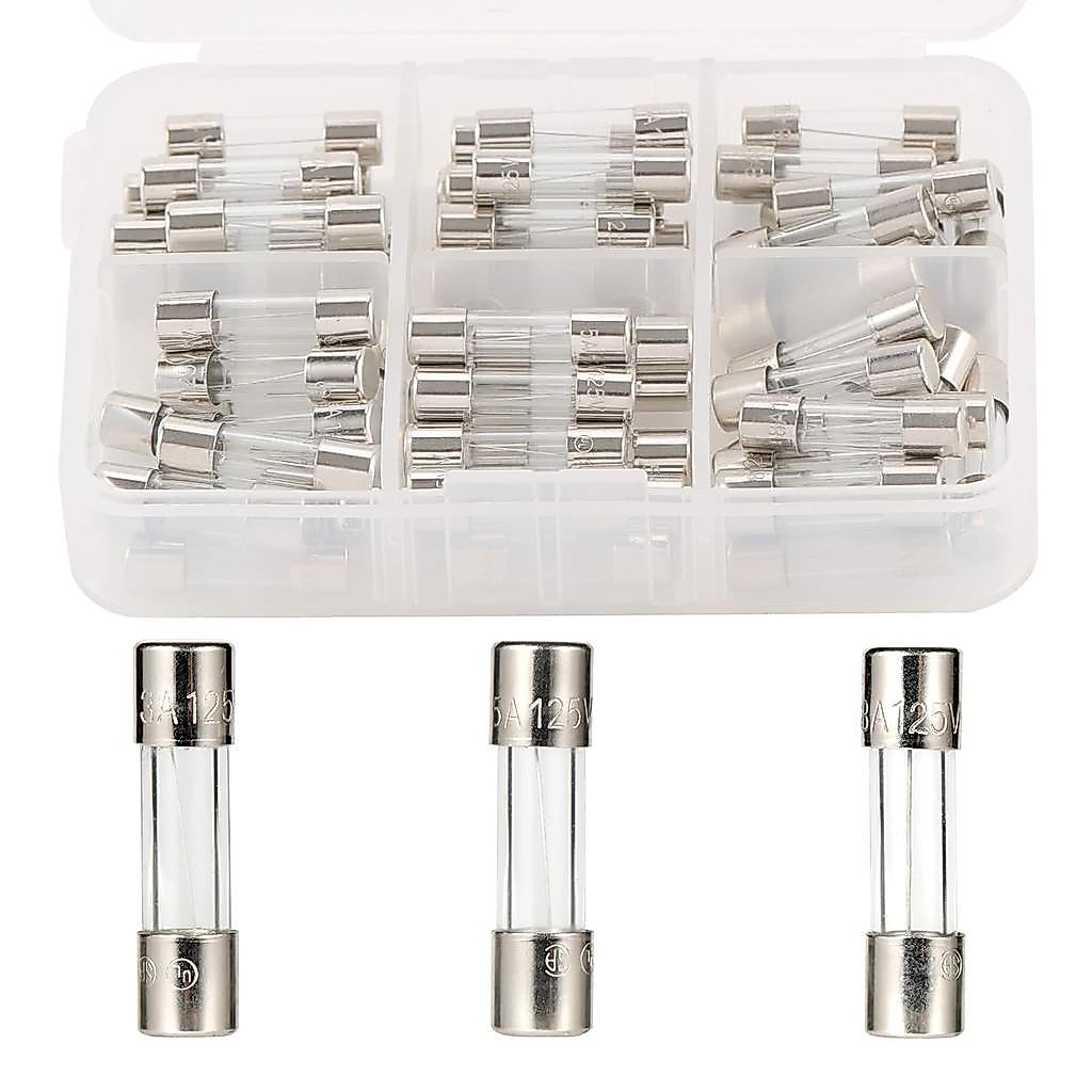PENGLIN 3Values 60 Chiếc Cầu Chì Thủy Tinh Bộ Loại- 110V 125V Bộ Cầu Chì Ống Thổi Nhanh 5 x 20 mm 3A