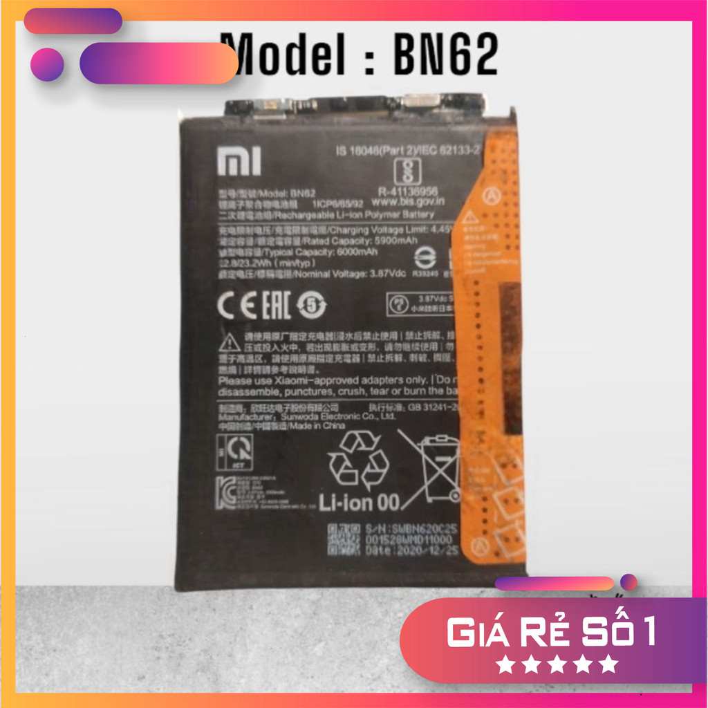 Pin Xm Redmi 9T / Note 9 4G / Poco M3 - BN62 - 6000mAh Đã Qua Sử Dụng [1284]