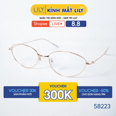 Gọng kính mắt mèo nam nữ LILYEYEWEAR chất liệu kim loại cao cấp chắc chắn, kiểu dáng hiện đại màu sắc thời trang 58223