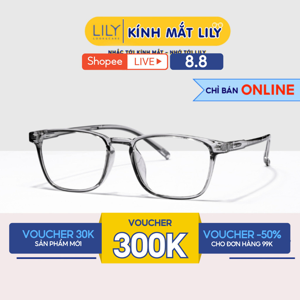 Gọng kính cận vuông nam nữ LILYEYEWEAR chất liệu nhựa dẻo cao cấp chắc chắn kiểu dáng, màu sắc thời 