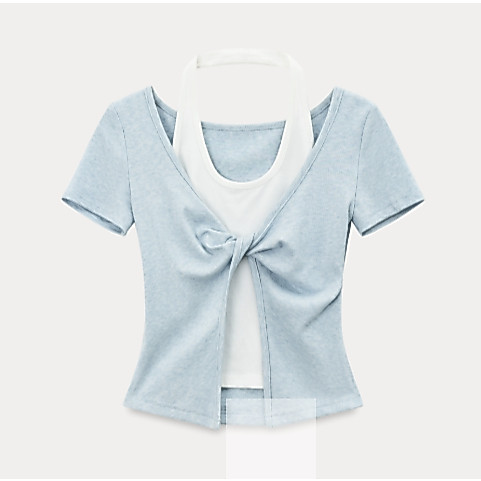 [ORDER] EGGKA - Áo thun ngắn tay cổ yếm thiết kế xoắn