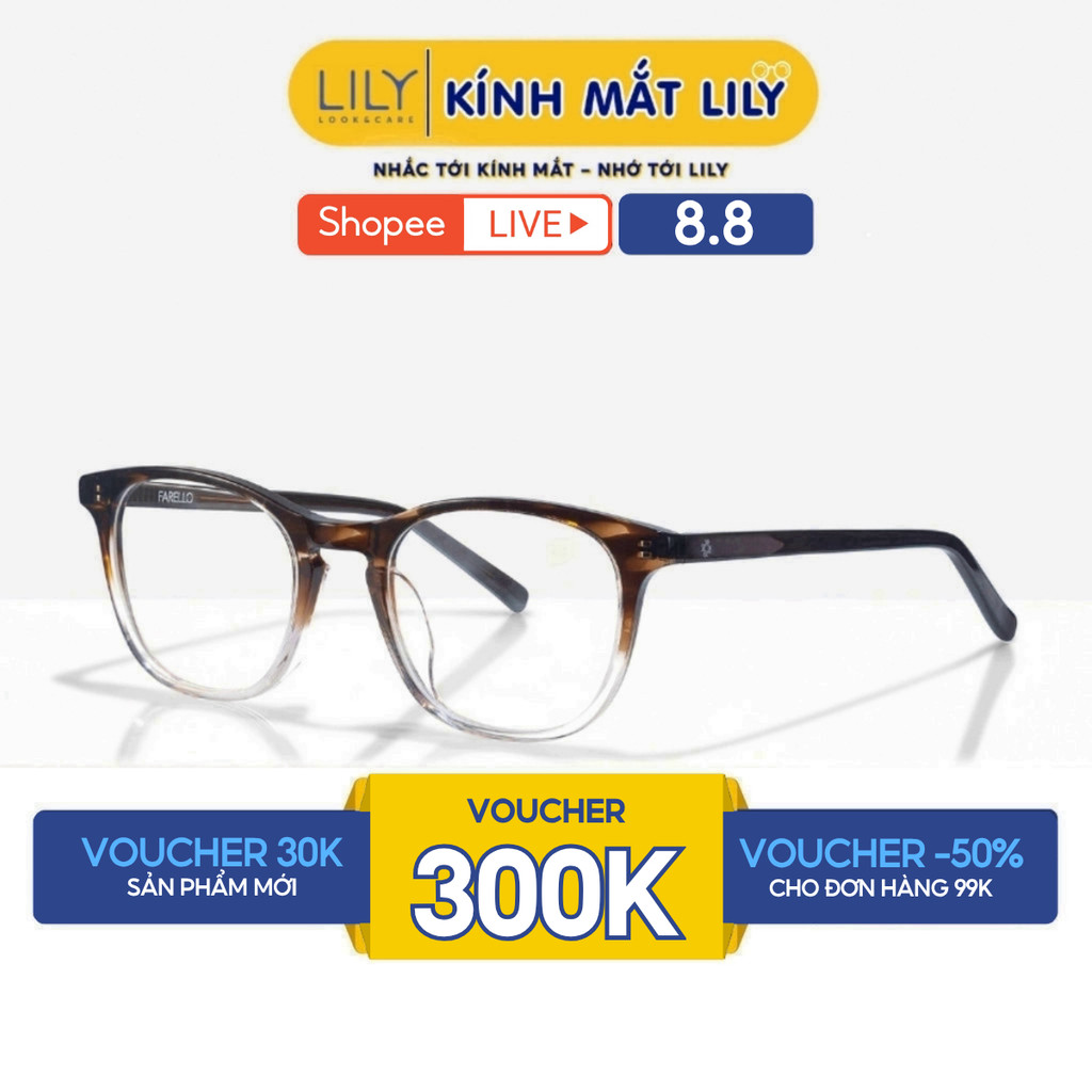 Gọng kính nam nữ cao cấp FARELLO Amber mắt tròn Acetate bền dẻo thiết kế hiện đại