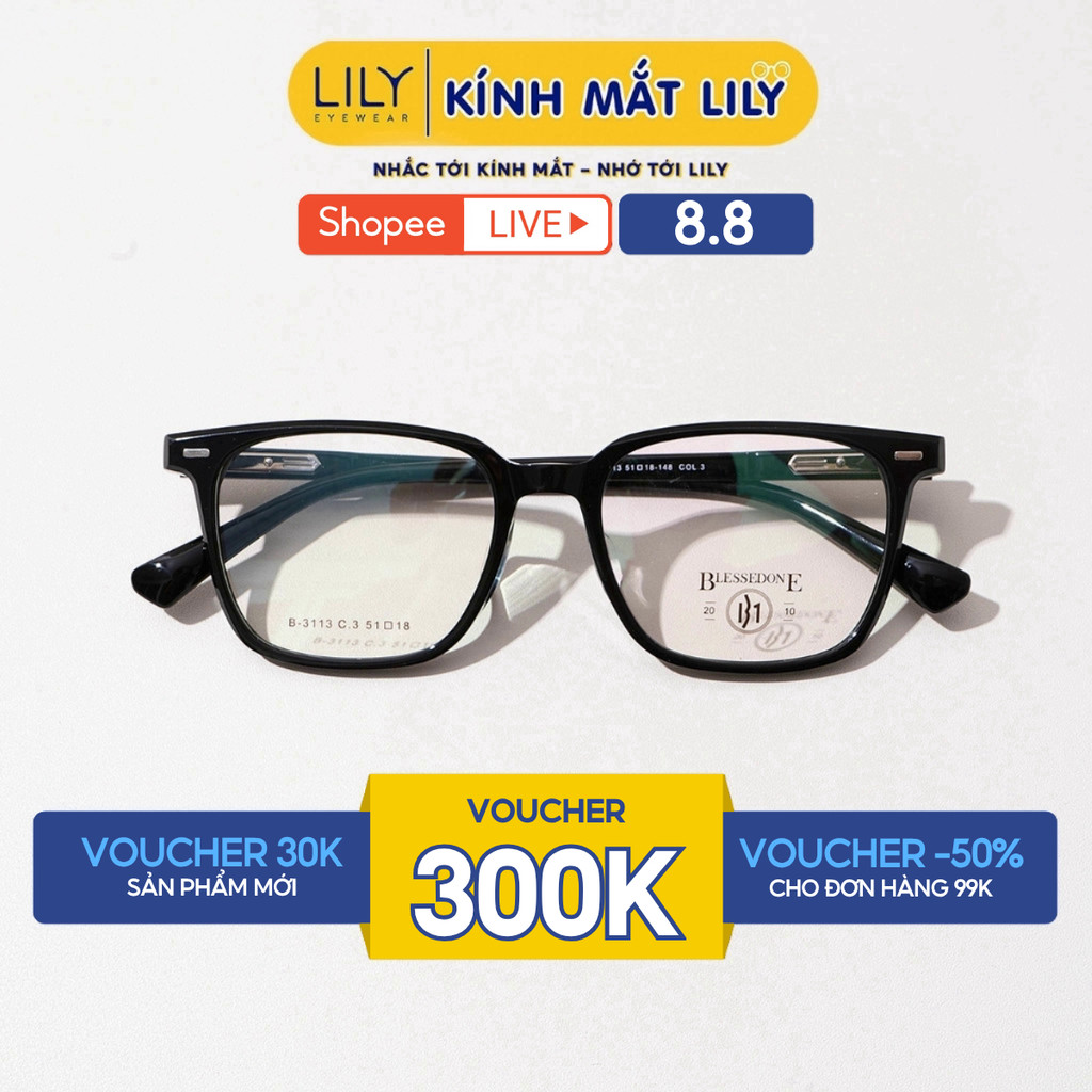 Gọng kính cao cấp nam nữ LILYEYEWEAR chất liệu nhựa acetate thiết kế thời trang 3113