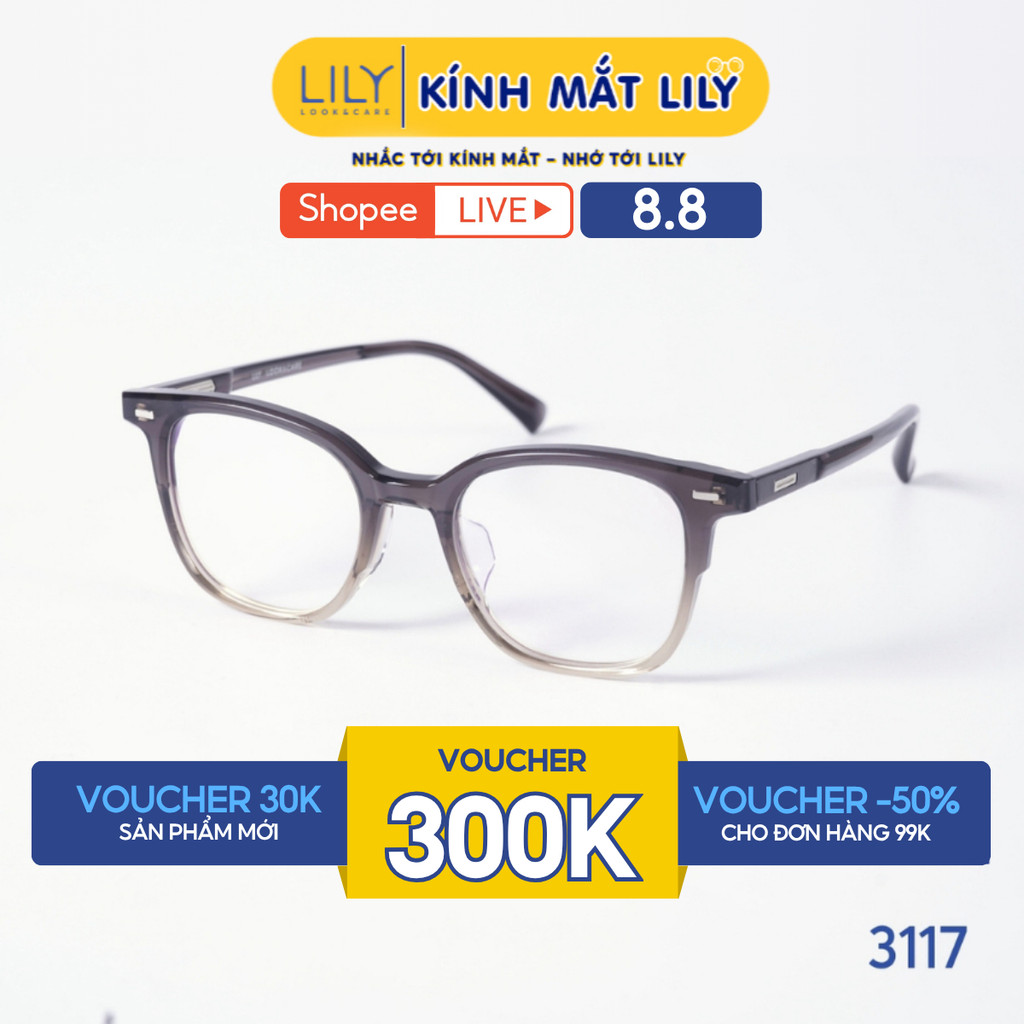 Gọng kính mắt vuông nam nữ LILYEYEWEAR chất liệu nhựa Acetate cao cấp kiểu dáng và màu sắc hiện đại 