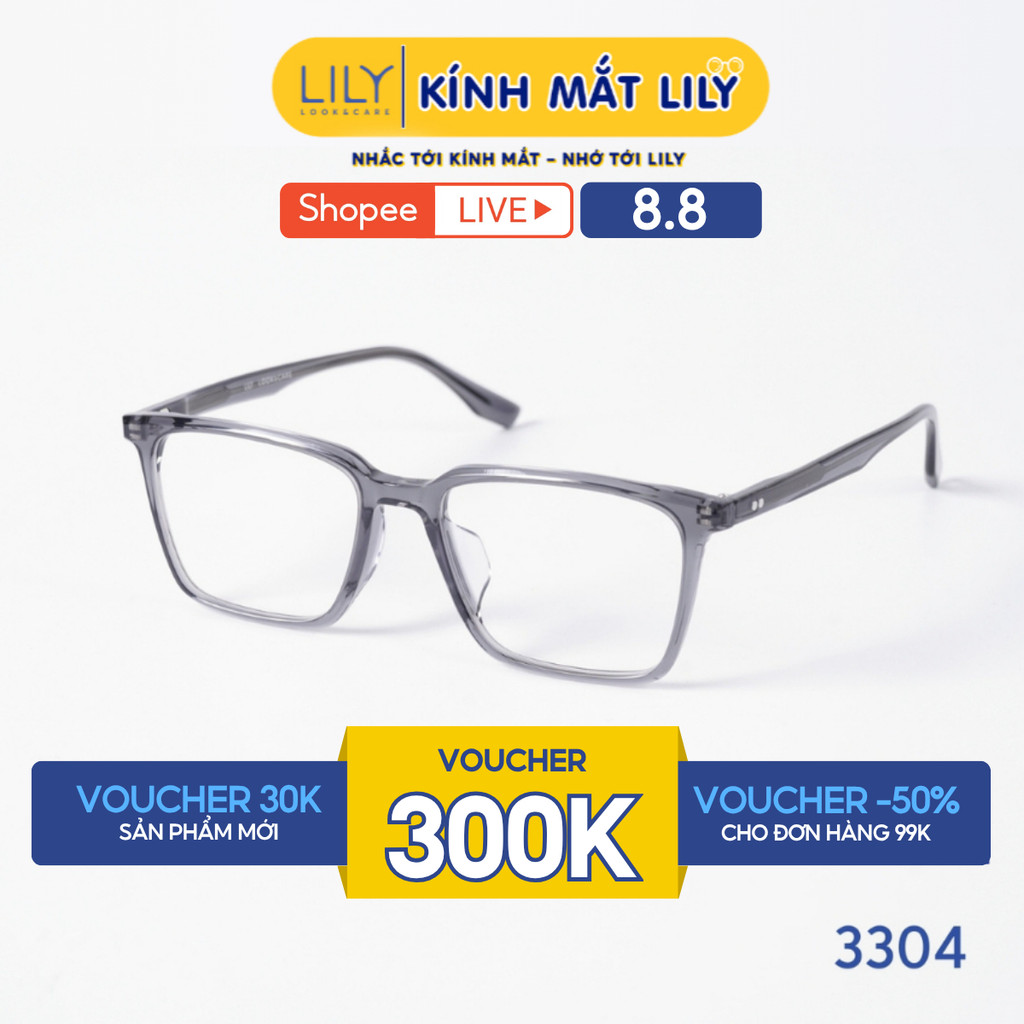 Gọng kính mắt vuông nam nữ LILYEYEWEAR chất liệu nhựa Acetate cao cấp, kiểu dáng hiện đại màu sắc th