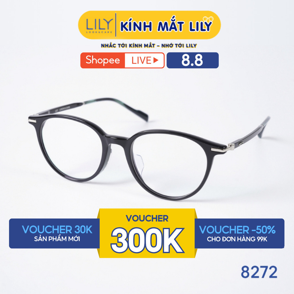 Gọng kính mắt tròn nam nữ LILYEYEWEAR chất liệu nhựa Acetate cao cấp, kiểu dáng hiện đại màu sắc thờ