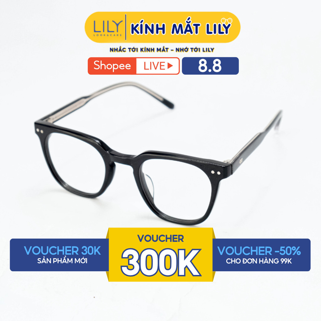 Gọng kính mắt vuông nam nữ LILYEYEWEAR chất liệu nhựa Acetate cao cấp chắc chắn, kiểu dáng hiện đại 