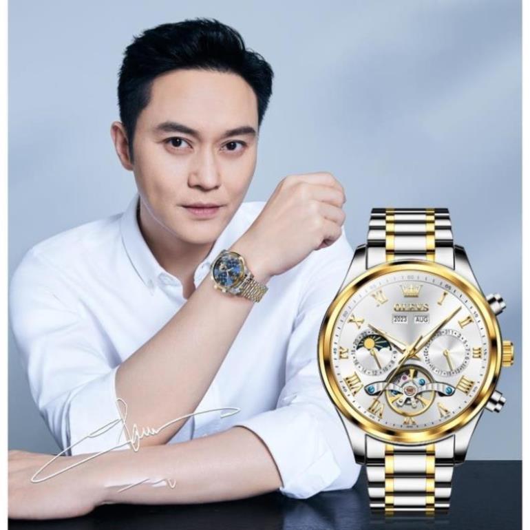 Đồng hồ Olevs automatic nam lộ máy cơ doanh nhân cao cấp chính hãng,Đồng hồ dây thép chống nước