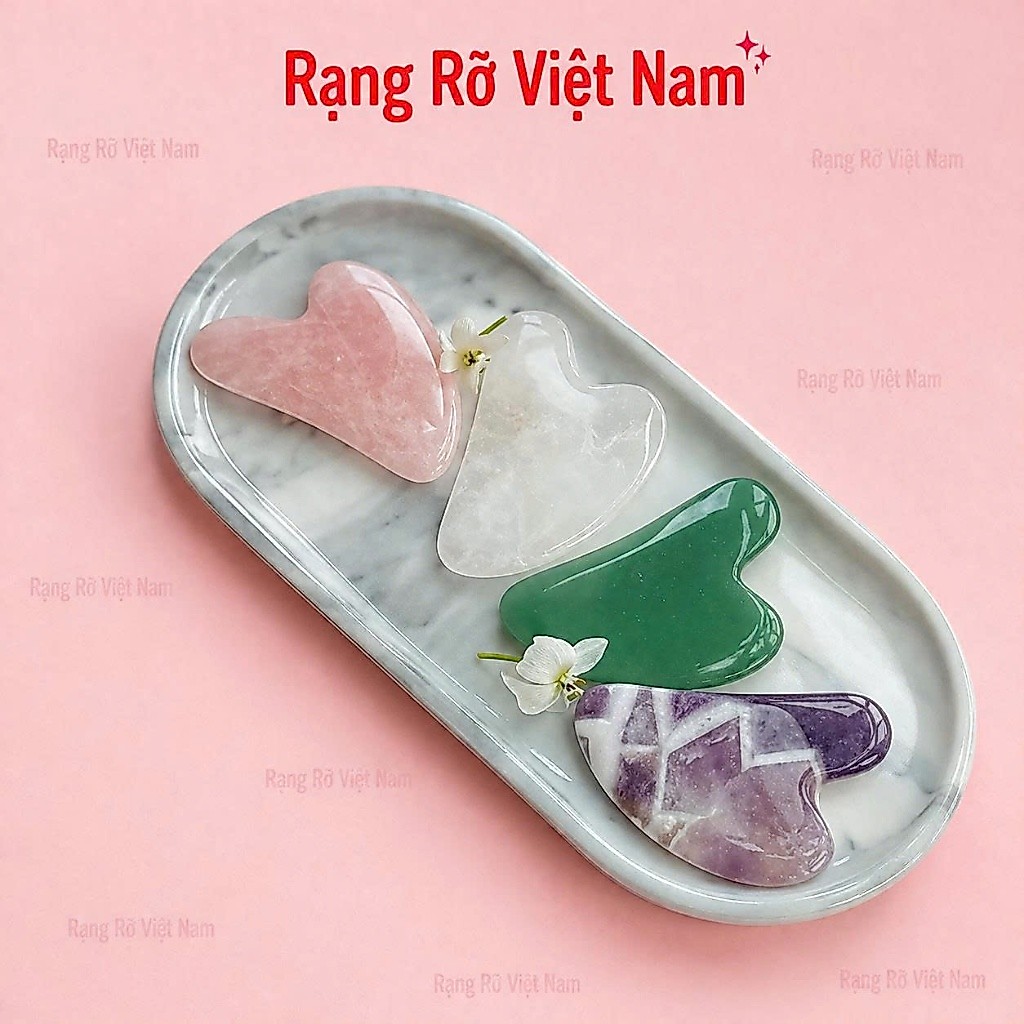 Đá Guasha Massage Nâng Cơ Mặt - Giúp Thon Gọn Mặt. Đá Guasha Thạch Anh Cao Cấp Fullbox. Đá Guasha Gi