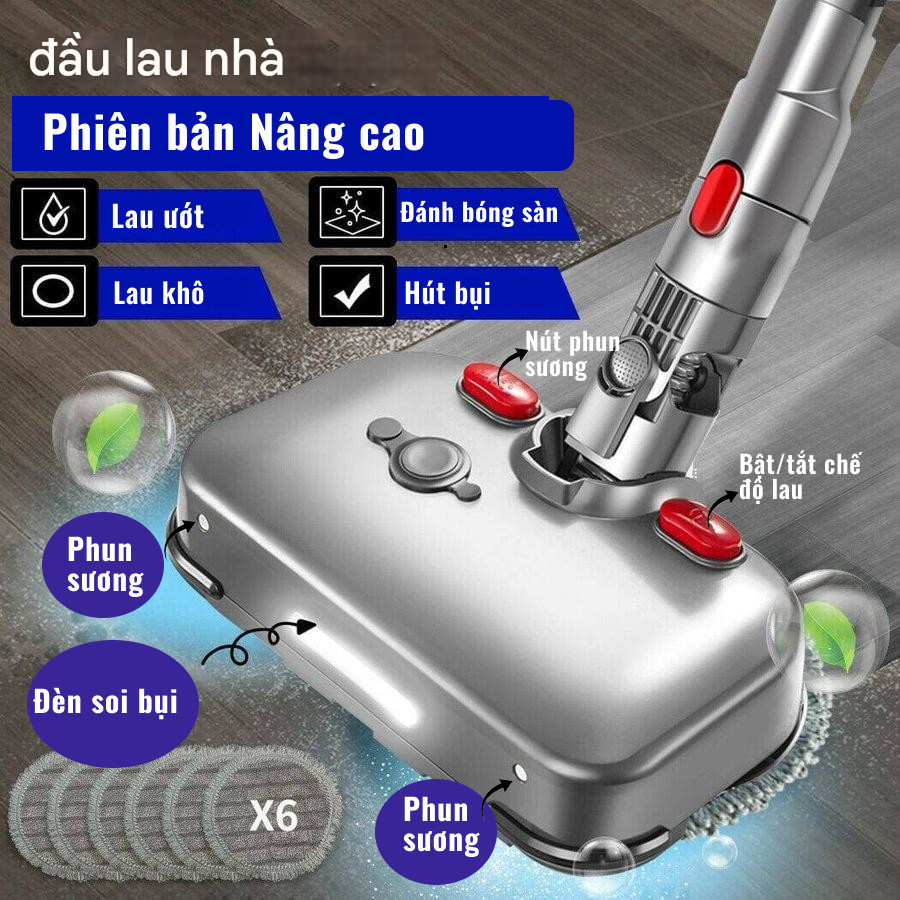 Đầu Lau Nhà Điện Có Đèn LED & Phun Sương Cho Máy Hút Bụi Dyson 250ml First char = D, Last char = N