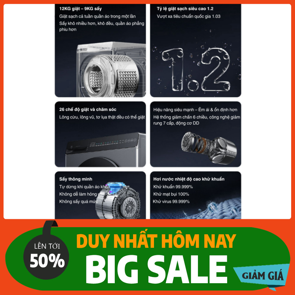 ib đặt nhanh_ Máy giặt sấy Xiaomi Mijia MJ101 2026 Giặt 12kg, sấy 9kg / Mijia MJ102 Pro XHQG120MJ102