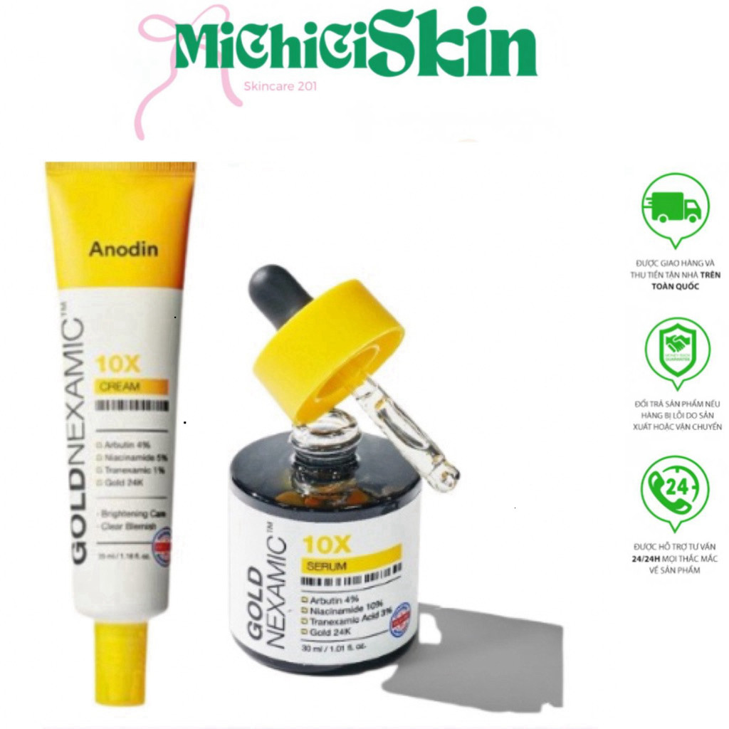 [Chính Hãng] Serum & Cream Anodin Goldnexamic 10x Cream - Hỗ Trợ Dưỡng Sáng Da, Mờ Thâm Nám Đa Tầng 