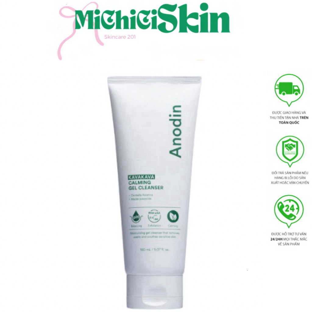 [Chính Hãng] Gel Rửa Mặt Làm Dịu Cấp Ẩm Anodin Kavakava Calming Gel Cleanser 150ml Auth