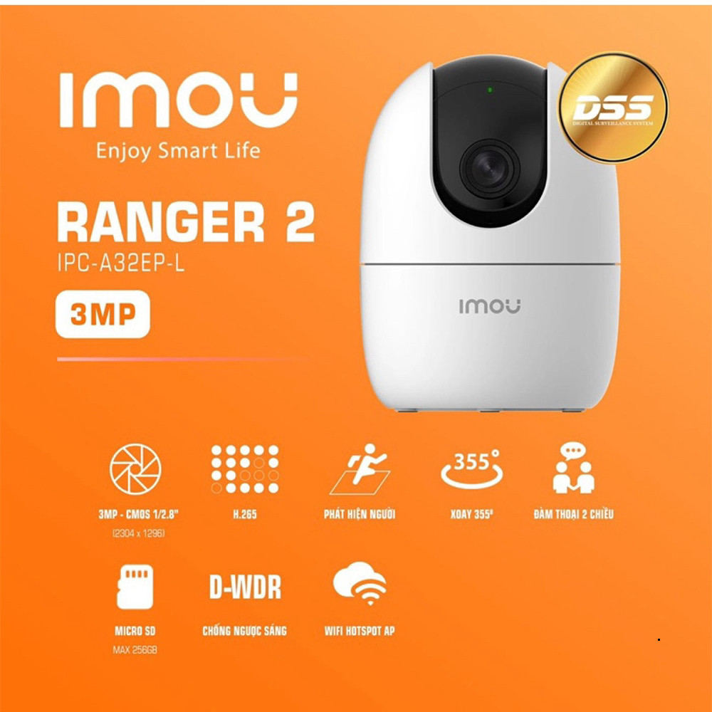 [GIẢM GIÁ] IMOU Ranger 2 Camera Giám Sát Quay 360 3M A32, 5M A52 Đàm Thoại 2 Chiều Chất Lượng Cao