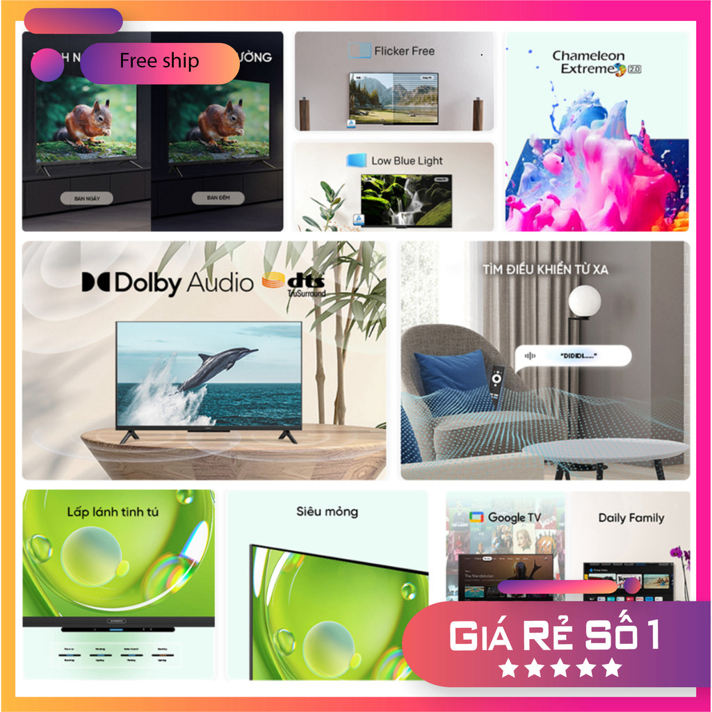 Thiết Bị Google Tivi 55 inch QLED 55Y68 Pro / 55Y76 Ngon Mới Cũ Cho Gia Đình ]