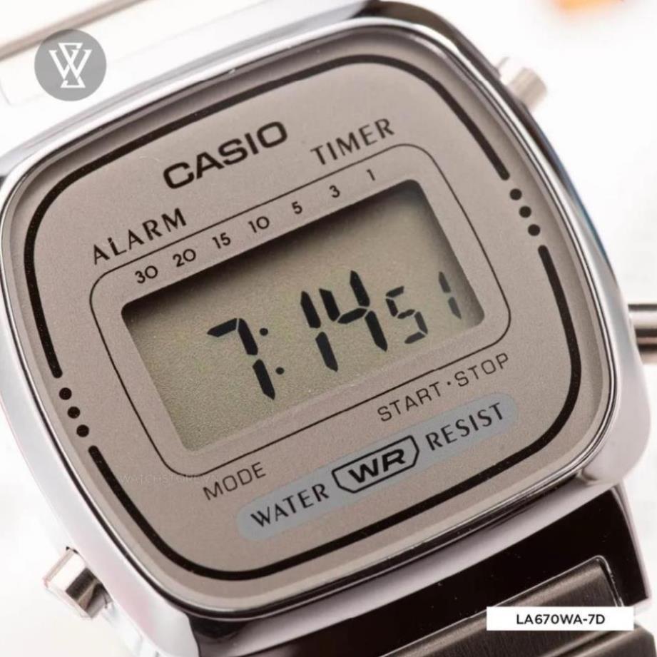 Đồng Hồ Điện Tử Nữ Casio Vintage Sang Trọng LA670WA-7DF Mặt Kính Nhựa 24.6mm Chống Nước Dây Kim Loại