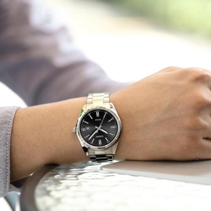 Đồng Hồ Nam Casio MTP-1302D-1A1VDF Dạ Quang Màu Đen Kim Trắng Mặt Kính Khoáng 38.5mm Chống Nước Dây 