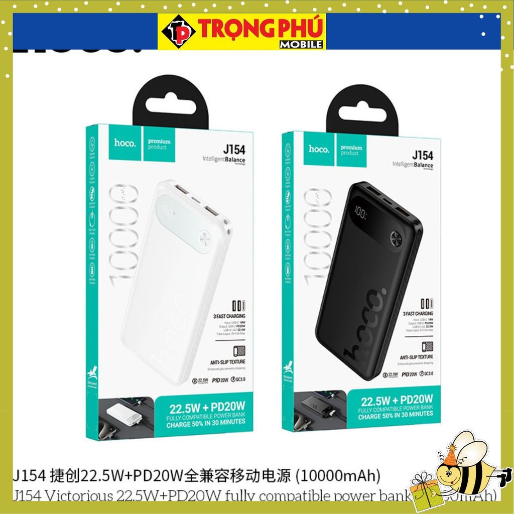 Sạc dự phòng Hoco J154 10.000mah sạc nhanh 22,5w+PD20w CH02