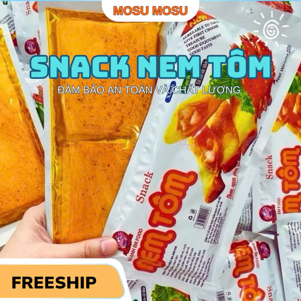 Snack Nem Tôm Ba Anh Em Food - Hương Vị Cay Cay Giòn Rụm, Đồ Ăn Vặt Tuổi Thơ An Mart