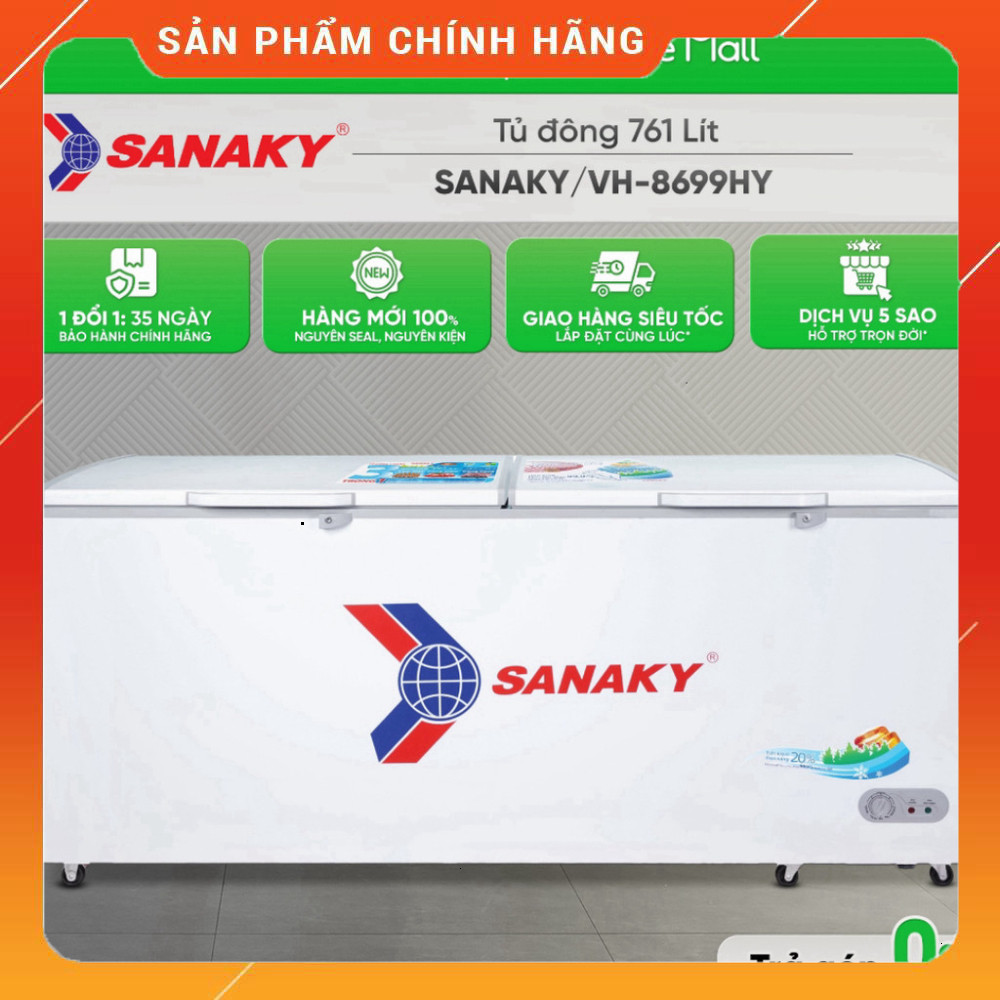 Nhhắn shop đặt  Tủ Đông Gia Đình Sanaky 761 Lít VH-8699HY Tặng Phí Ship HCM Miễn phí lắp đặt.