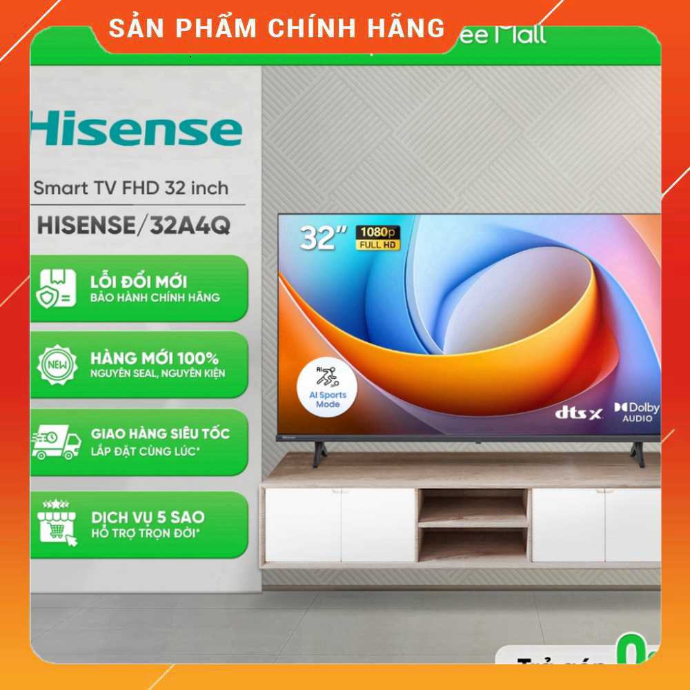 Nhhắn shop đặt  Tivi Hisense 32 inch LED 4K UHD 32A4Q Tải Giao Nhanh Toàn Quốc Miễn phí lắp đặt.