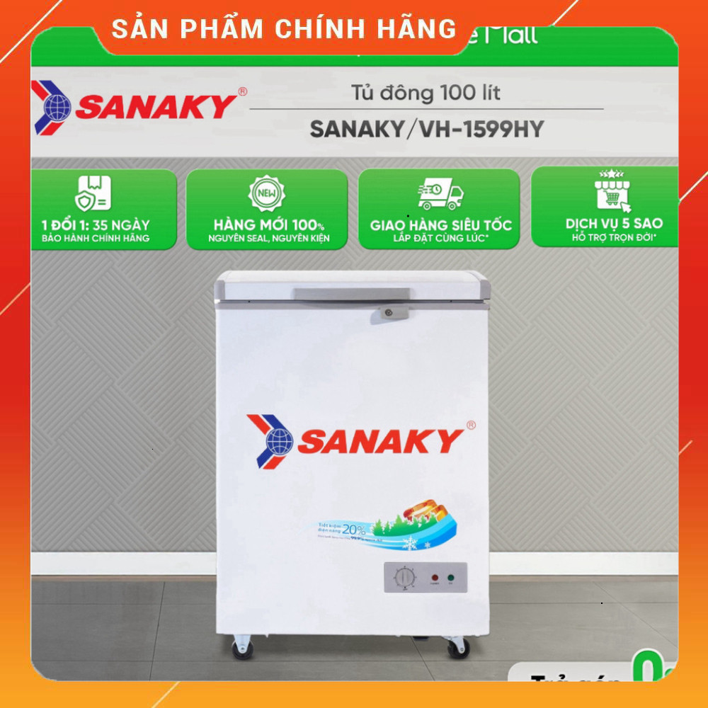 Nhhắn shop đặt  Máy Tủ Đông Sanaky VH-1599HY 100 Lít Bảo Quản Ẩm Không Gây Tích Miễn phí lắp đặt.