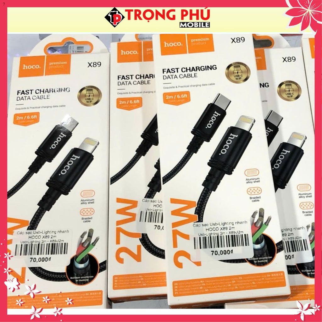 Cáp sạc TypeC-Lighting nhanh HOCO X89 2m