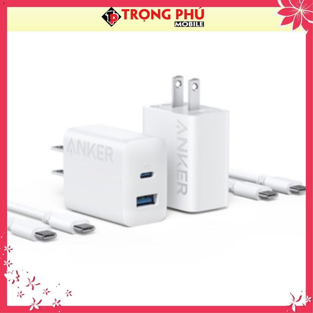 Bộ sạc TypeC-TypeC Anker 312 20W cốc sạc 2 cổng 1C1A B2348 kèm cáp TypeC
