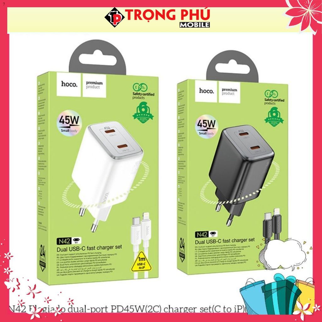 Bộ sạc Hoco N42 PD45w (2C) typeC- lighting - CH7 siêu sale