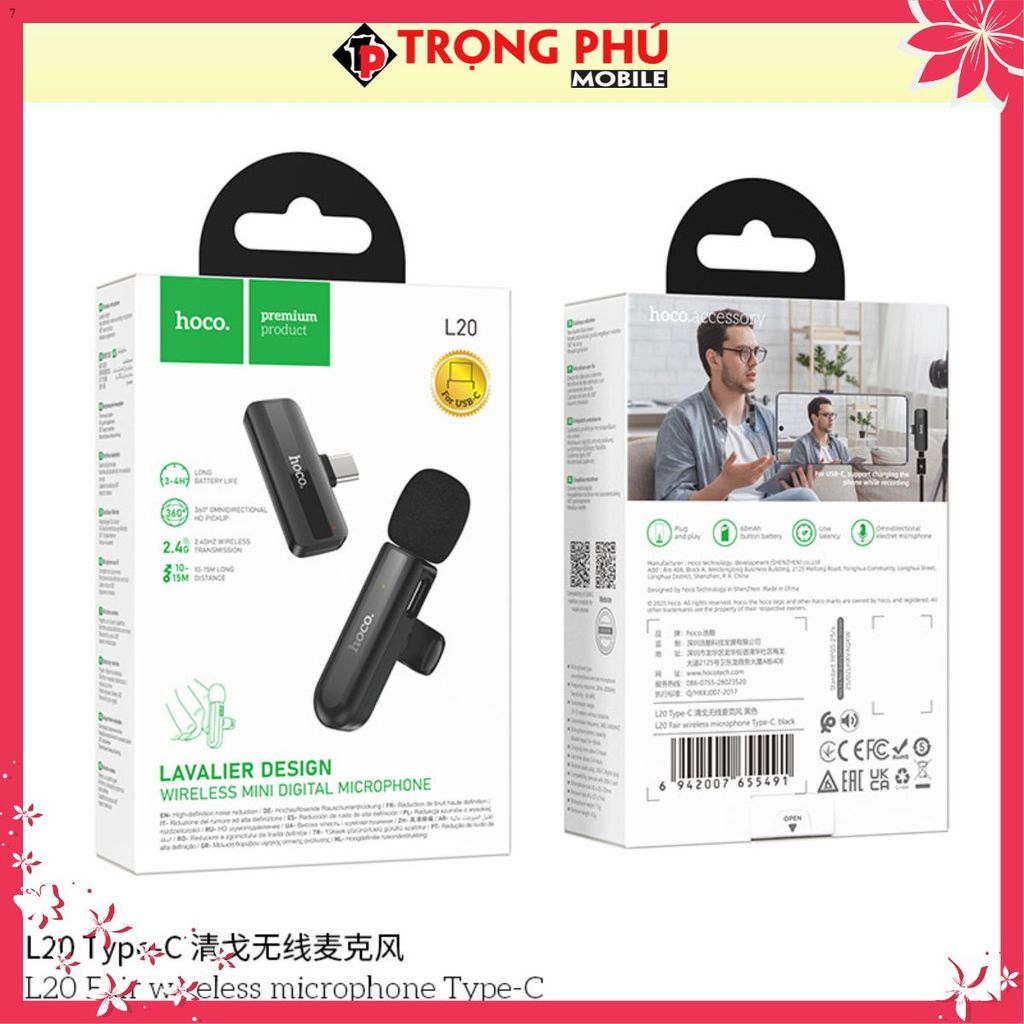 Mic thu âm Hoco L20 đầu typeC