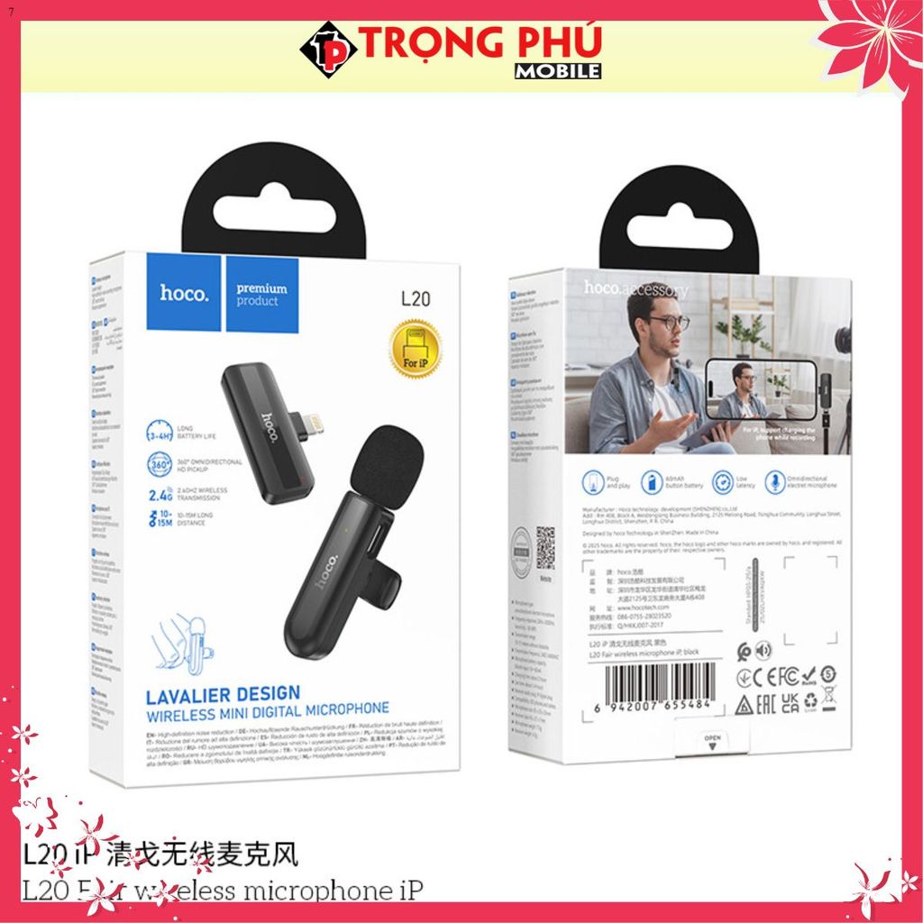Mic thu âm Hoco L20 đầu Lighting