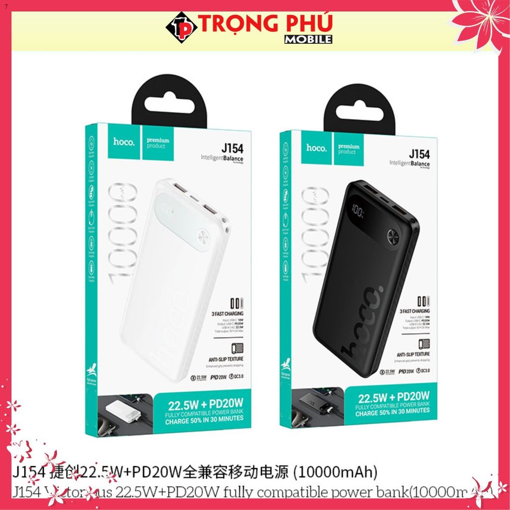 Sạc dự phòng Hoco J154 10.000mah sạc nhanh 22,5w+PD20w